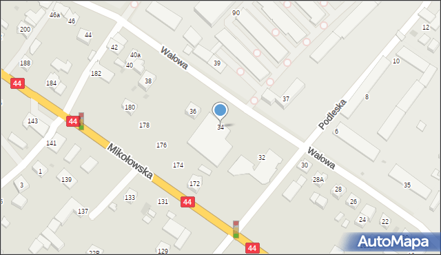 Tychy, Wałowa, 34, mapa Tychów