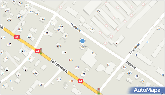 Tychy, Wałowa, 36, mapa Tychów