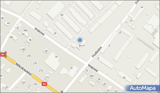 Tychy, Wałowa, 37, mapa Tychów