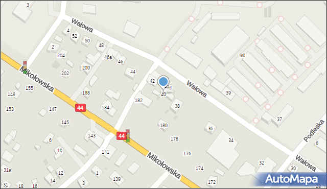 Tychy, Wałowa, 40, mapa Tychów