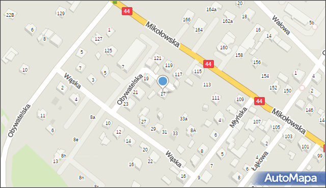 Tychy, Wąska, 17, mapa Tychów