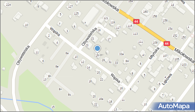 Tychy, Wąska, 27, mapa Tychów