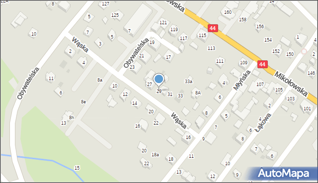 Tychy, Wąska, 29, mapa Tychów