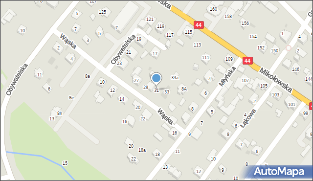 Tychy, Wąska, 31, mapa Tychów