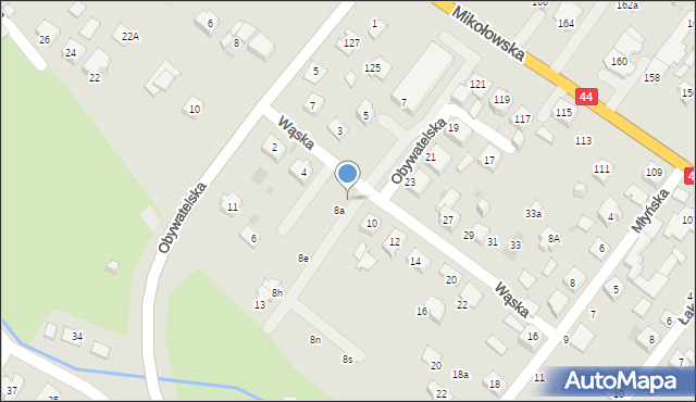 Tychy, Wąska, 8, mapa Tych&oacute;w