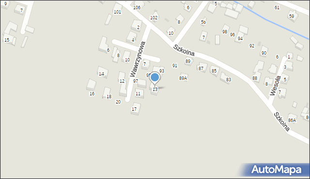 Tychy, Wawrzynowa, 13, mapa Tychów