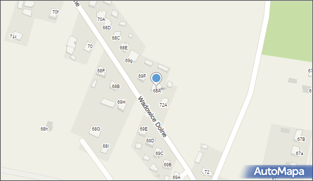Wadowice Dolne, Wadowice Dolne, 68A, mapa Wadowice Dolne