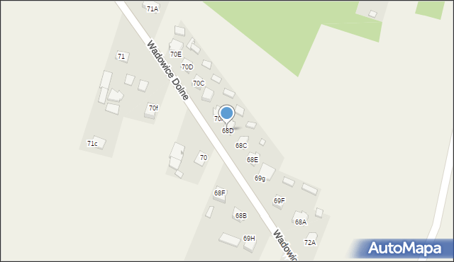 Wadowice Dolne, Wadowice Dolne, 68D, mapa Wadowice Dolne