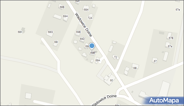 Wadowice Dolne, Wadowice Dolne, 69B, mapa Wadowice Dolne
