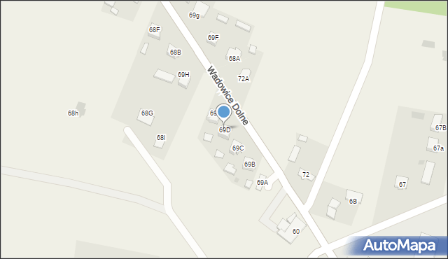 Wadowice Dolne, Wadowice Dolne, 69D, mapa Wadowice Dolne
