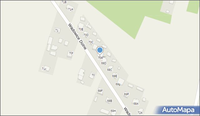 Wadowice Dolne, Wadowice Dolne, 70A, mapa Wadowice Dolne