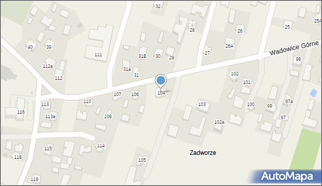 Wadowice Górne, Wadowice Górne, 104, mapa Wadowice Górne