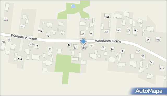 Wadowice Górne, Wadowice Górne, 66A, mapa Wadowice Górne