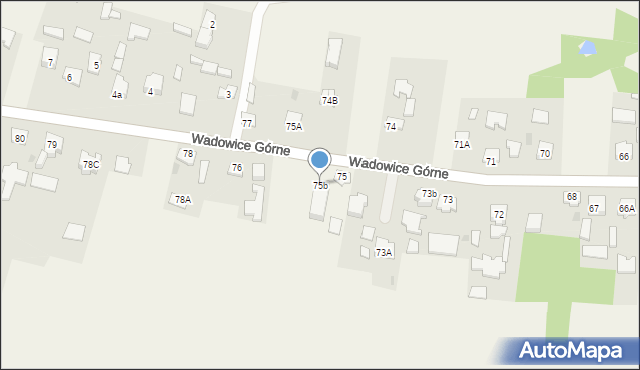 Wadowice Górne, Wadowice Górne, 75b, mapa Wadowice Górne