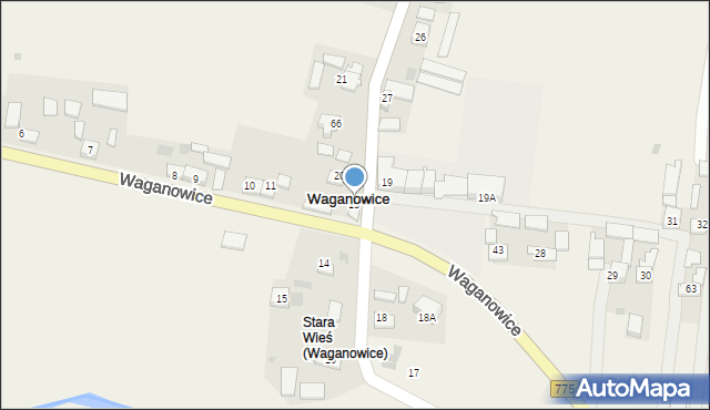 Waganowice, Waganowice, 13, mapa Waganowice