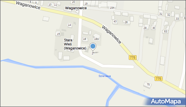 Waganowice, Waganowice, 17, mapa Waganowice