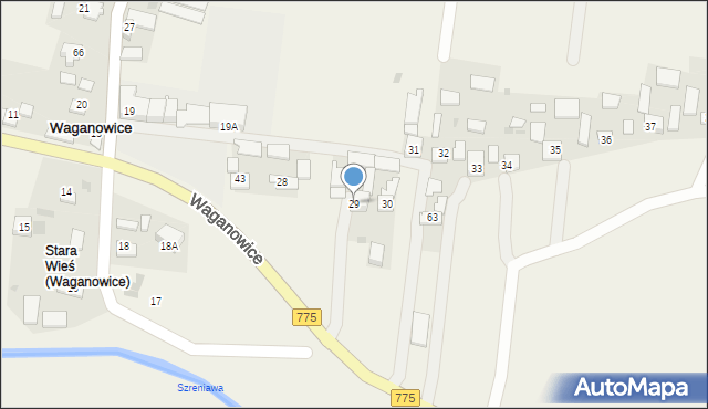 Waganowice, Waganowice, 29, mapa Waganowice