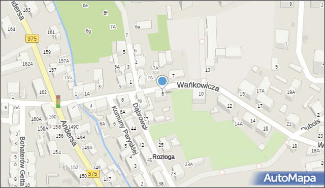 Wałbrzych, Wańkowicza Melchiora, 8, mapa Wałbrzycha