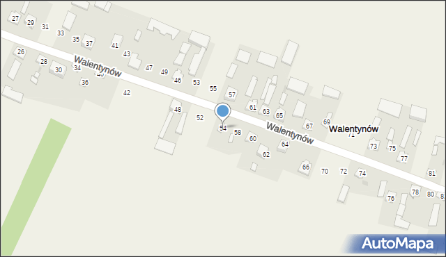 Walentynów, Walentynów, 54, mapa Walentynów
