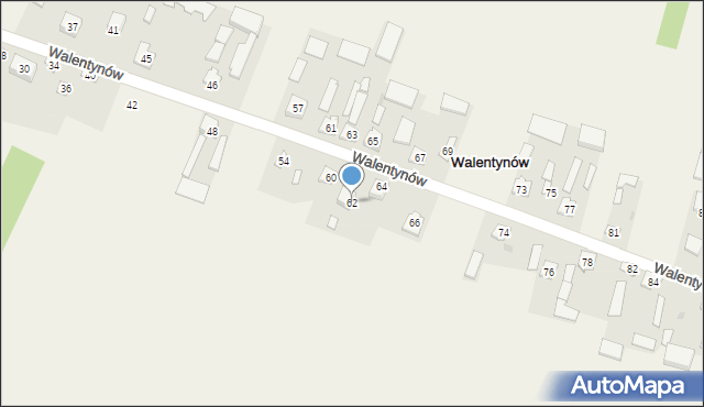 Walentynów, Walentynów, 62, mapa Walentynów