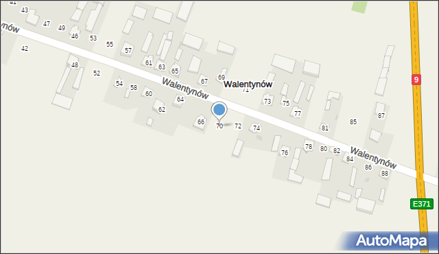 Walentynów, Walentynów, 70, mapa Walentynów