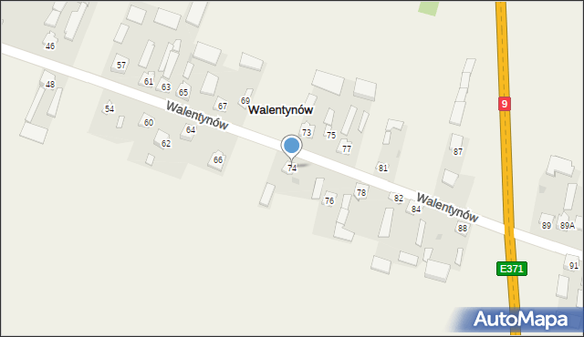 Walentynów, Walentynów, 74, mapa Walentynów