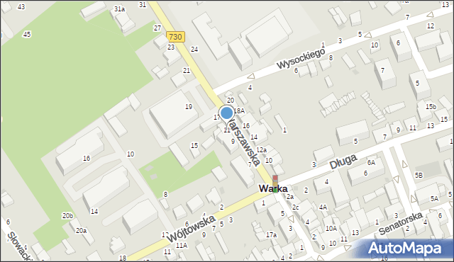 Warka, Warszawska, 11, mapa Warka