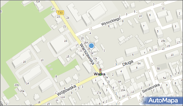 Warka, Warszawska, 14, mapa Warka