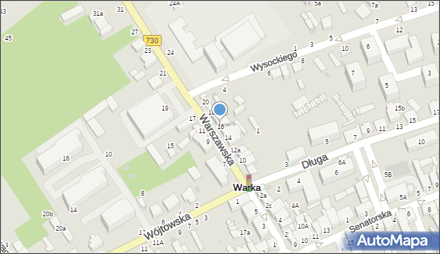 Warka, Warszawska, 16, mapa Warka