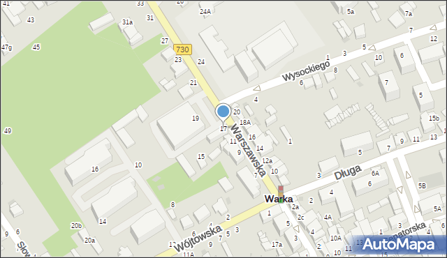 Warka, Warszawska, 17, mapa Warka