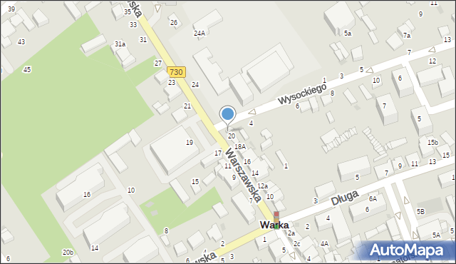 Warka, Warszawska, 22, mapa Warka