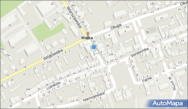 Warka, Warszawska, 3, mapa Warka