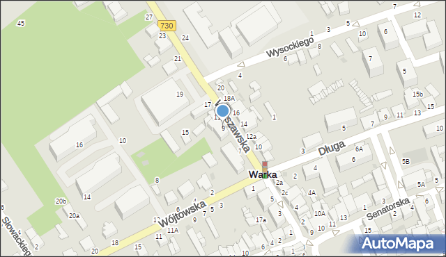 Warka, Warszawska, 9, mapa Warka