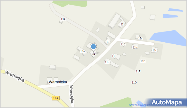 Warnołęka, Warnołęka, 14, mapa Warnołęka