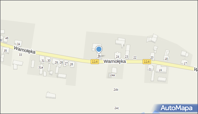 Warnołęka, Warnołęka, 25, mapa Warnołęka