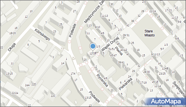 Warszawa, Wąski Dunaj, 12/18, mapa Warszawy