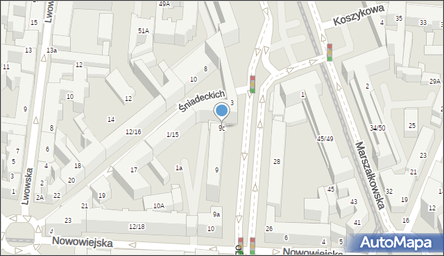 Warszawa, Waryńskiego Ludwika, 9c, mapa Warszawy