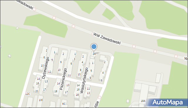 Warszawa, Wasiutyńskiego Zbigniewa, 1A, mapa Warszawy