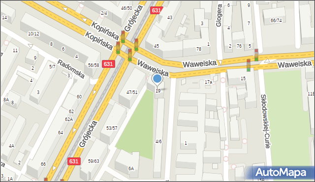 Warszawa, Wawelska, 19, mapa Warszawy