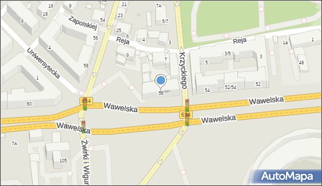 Warszawa, Wawelska, 56, mapa Warszawy