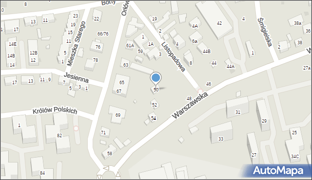 Warszawa, Warszawska, 50, mapa Warszawy
