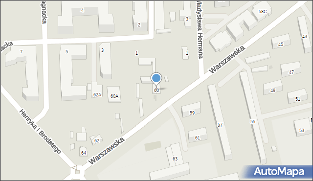 Warszawa, Warszawska, 60, mapa Warszawy