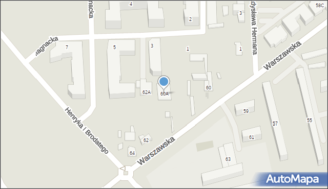 Warszawa, Warszawska, 60A, mapa Warszawy