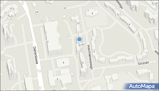 Warszawa, Warchałowskiego Edwarda, prof., 11, mapa Warszawy