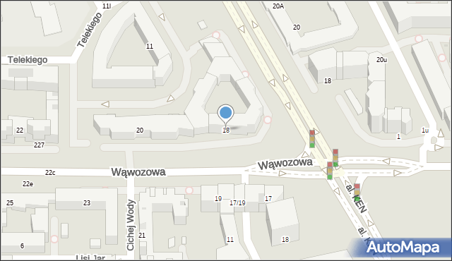 Warszawa, Wąwozowa, 18, mapa Warszawy