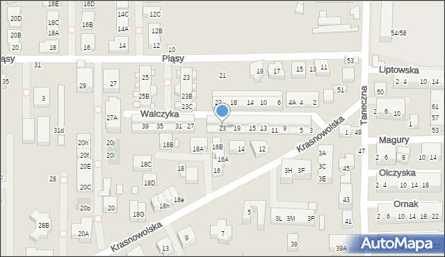 Warszawa, Walczyka, 23, mapa Warszawy