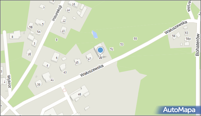 Warszawa, Wałuszewska, 49, mapa Warszawy
