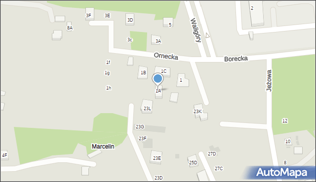 Warszawa, Waligóry, 1A, mapa Warszawy