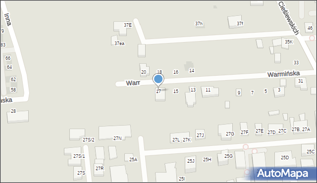 Warszawa, Warmińska, 17, mapa Warszawy