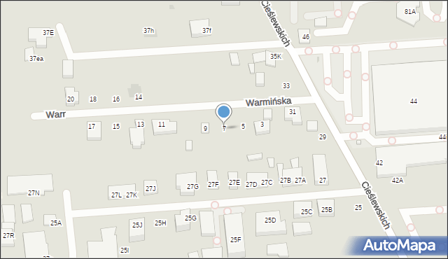 Warszawa, Warmińska, 7, mapa Warszawy